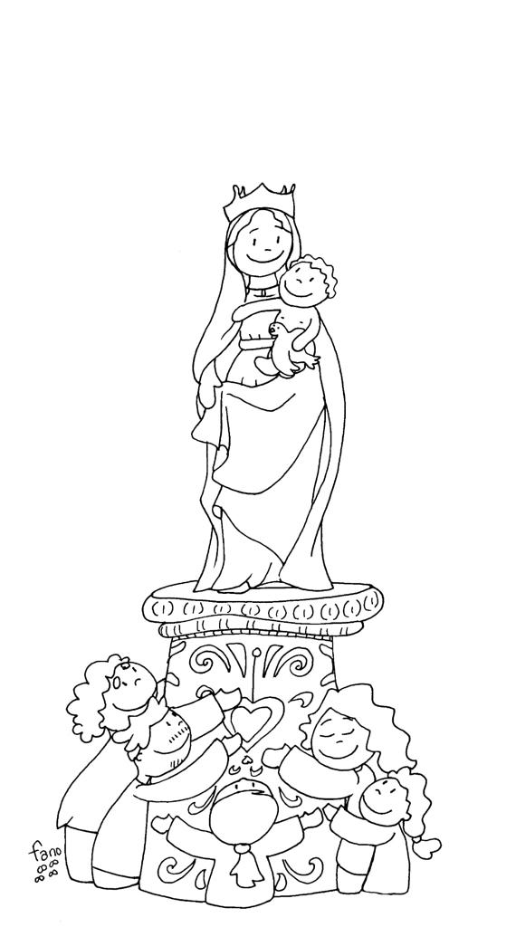 La Virgen del Pilar para colorear - Parroquia Santiago Apostol